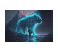 Puzzles for Adults 75x50cm/1000pcs Mystical Journey Man, Dog, And Glowing Tiger Puzzles for Adults Brain Teaser Game Perfect Decoration Unique Birthday And Xmas Gifts 75x50cm/1000pcs