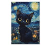 Puzzles for Adults 75x50cm/1000pcs Puzzles Black Cat Starry Night Jigsaw for Adults Relaxing Games Presents for Women Stress Reduction Gifts 75x50cm/1000pcs