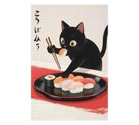 Puzzles for Adults 75x50cm/1000pcs Puzzles Black Cat Sushi Jigsaw for Adults Relaxing Games Presents for Women Stress Reduction Gifts 75x50cm/1000pcs