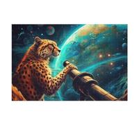 Puzzles for Adults 75x50cm/1000pcs Puzzles Cheetah Observing The Universe Through A Telescope Jigsaws for Adults Family Games But Fun And Humorous for Birthday, Chrismas 75x50cm/1000pcs
