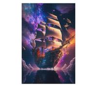 Puzzles for Adults 75x50cm/1000pcs Puzzles Fantasy Sailing Ship in Starry Sky Jigsaw for Adults Relaxing Games But Fun And Humorous Deal As Gifts for The Whole Family 75x50cm/1000pcs