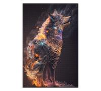 Puzzles for Adults 75x50cm/1000pcs Puzzles Flame-Wrapped Wolf Adult Puzzles Brain Teaser Game Birthday Present Unique Birthday And Gifts 75x50cm/1000pcs