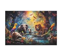 Puzzles for Adults 75x50cm/1000pcs Puzzles Jungle Symphony A Vibrant Wildlife Gathering Jigsaws for Adults Family Games But Fun And Humorous for Birthday, Chrismas 75x50cm/1000pcs