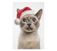 Puzzles for Adults 75x50cm/1000pcs Puzzles Tonkinese Cat Wearing Santa Hat Jigsaw for Adults Relaxing Games Presents for Women Stress Reduction Gifts 75x50cm/1000pcs