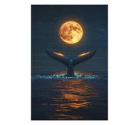 Puzzles for Adults 75x50cm/1000pcs Whale Tail Under Full Moon Adult Jigsaw Puzzle Toy Wall Decor Perfect Decoration Christmas Birthday Gifts 75x50cm/1000pcs