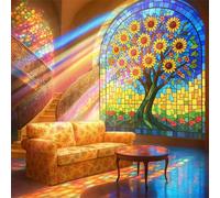 Puzzles for Adults 90 piece,Stained Glass Sunflower jigsaw puzzles for adults 90 pieces Puzzle Classic Educational Game puzzle for Family Game and Birthday Gifts