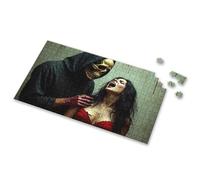 Puzzles For Adults A Hooded Figure With A Golden Skull Mask Holds A Screaming Woman By Her Throat Picture Puzzle Spot It Game For Kids Puzzles 500 Pieces For Adult(1000PCS)