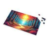 Puzzles For Adults A Path Through A Forest With Red Hearts Floating In The Air Picture Puzzle Outfoxed Game For Kids 4 Year Old Boy Gift(300PCS)