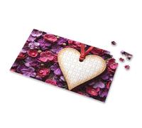 Puzzles For Adults A Wooden Heart Surrounded By Vibrant Purple Flowers Picture Puzzle Outfoxed Game For Kids 4 Year Old Boy Gift(300PCS)