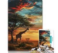 Puzzles for Adults African Grassland Giraffe Adult Jigsaw Puzzles 1000 Pieces,Family Game Stress Reliever Difficult Challenge Great Gifts And Toys 26x38cm
