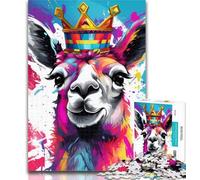 Puzzles for Adults Alpaca with Crown Jigsaws Puzzles 1000 Pieces for Teenagers Gifts,Family Games Christmas Birthday Gifts 75x50cm
