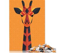 Puzzles for Adults And Colorful Giraffe Vector Portrait on Bright Orange 1000 Piece Jigsaw Puzzle Game Paper Puzzle for Adults & for Age 18 And Up Brain Teaser Game 38x26cm/1000pcs