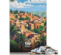Puzzles for Adults And Fez, Morocco Travel Poster 1000 Piece Jigsaw Puzzle Game Wooden Puzzle for Adults & for Age 18 And Up Brain Teaser Game 1000pcs (75x50cm)