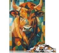 Puzzles for Adults And Geometric Buffalo Portrait 1000 Piece Jigsaw Puzzle Game Wooden Puzzle for Adults & for Age 18 And Up Brain Teaser Game 1000pcs (75x50cm)