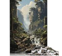 Puzzles for Adults And Misty Falls Oil Canvas 500 Piece Jigsaw Puzzle Game Wooden Puzzle for Adults & for Age 18 And Up Brain Teaser Game 500pcs (52x38cm)