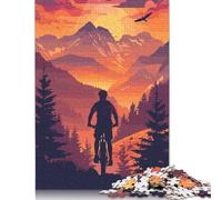 Puzzles for Adults And Mountainbike Scenic Sunset 500 Piece Jigsaw Puzzle Game Wooden Puzzle for Adults & for Age 18 And Up Brain Teaser Game 500pcs (52x38cm)