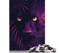 Puzzles for Adults And Mystic Panther Vector Portrait with Glowing Eyes 1000 Piece Jigsaw Puzzle Game Wooden Puzzle for Adults & for Age 18 And Up Brain Teaser Game 1000pcs (75x50cm)