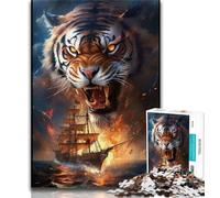 Puzzles for Adults And Teenagers Anime Art Tiger Puzzles for Adults,with Matching Poster And Trivia Sheet for And Age 14 Years Up 75x50cm