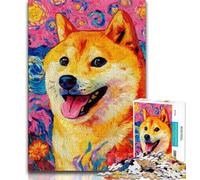 Puzzles for Adults And Teenagers Artistic Shiba Inu 1000 Pieces for Adults,Fun Games Every Piece Is Unique - Challenging Family Fun Game 38x26cm