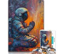 Puzzles for Adults And Teenagers Astronaut Praying,Help The Brain Exercise Addictive Toys to Cultivate Patience Perfect Decoration 38x26cm