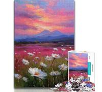 Puzzles for Adults And Teenagers Beautiful Field of Flowers 1000 Piece Jigsaw,Challenging Game Gifts for Is Ideal As A Gift for The Whole Family (size 75x50cm)