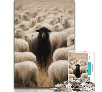 Puzzles for Adults And Teenagers Black And White Sheep,Educational Family Game Wall Decoration Unique Birthday And Xmas Gifts (38x26cm)