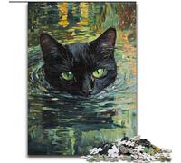 Puzzles for Adults And Teenagers Black Cat in The Lake, Learning Educational Toys Family Games Unique Birthday And Gifts (Size 26x38cm)