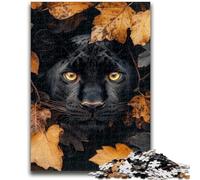 Puzzles for Adults And Teenagers Black Panther in Fallen Leaves Adult Puzzles,Challenging Game Toys Wall Decoration Unique Birthday And Xmas Gifts (50x75cm)