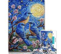 Puzzles for Adults And Teenagers Bluebird on The Tree Teenager Jigsaw,Stress Reliever Difficult Challenge Unique Home Decor And Gifts 75x50cm
