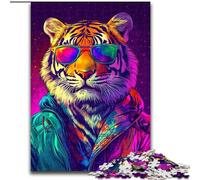 Puzzles for Adults And Teenagers Boss Tiger,Stress Reliever Staycation Kill Time with Matching Poster And Trivia Sheet 38x26cm