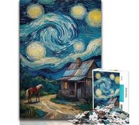 Puzzles for Adults And Teenagers Cabin Under The Night Sky Teenager Jigsaw,Stress Reliever Difficult Challenge Unique Home Decor And Gifts 75x50cm