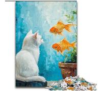 Puzzles for Adults And Teenagers Cat And Goldfish, Decompressing Intellectual Educational Toy Birthday Present, Gifts, Wall Art (Size50x75cm)