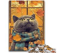 Puzzles for Adults And Teenagers Cat in Autumn Adult Jigsaw,Brain Intelligence Challenge Addictive Toys for Home Decoration (38x26cm)