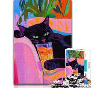 Puzzles for Adults And Teenagers Cat Lying on The Sofa,Educational Family Game Wall Decoration Unique Birthday And Xmas Gifts 38x26cm