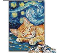Puzzles for Adults And Teenagers Cat Night Sky for Educational Game Challenge Toy Artists Collection, Fine Art 70x100cm