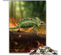 Puzzles for Adults And Teenagers Chameleon in The Forest, Family Game Stress Reliever Difficult Challenge A Work of Art for Ages 14+ (Size 26x38cm)