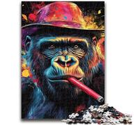 Puzzles for Adults And Teenagers Chimpanzee Smoking 1000 Pieces for Adults,Challenging Family Activity Games DIY Toy for Home Wall Decor Gifts (50x75cm)