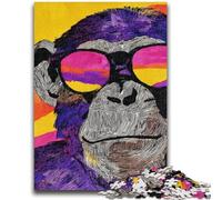 Puzzles for Adults And Teenagers Chimpanzee Wearing Glasses Adult Jigsaw,Brain Intelligence Challenge Addictive Toys for Home Decoration (38x26cm)