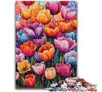 Puzzles for Adults And Teenagers Color Tulips Adult Jigsaw,Brain Intelligence Challenge Addictive Toys for Home Decoration (75x50cm)
