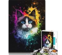 Puzzles for Adults And Teenagers Colorful Ragdoll Cat,Challenging Game And Family Play Educational Game for Birthday,Chrismas (38x26cm)