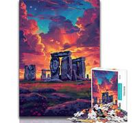 Puzzles for Adults And Teenagers Colorful Stonehenge Puzzles for Adults,with Matching Poster And Trivia Sheet for And Age 14 Years Up 26x38cm