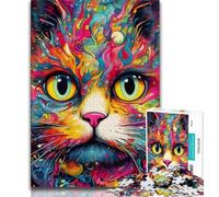 Puzzles for Adults And Teenagers Colourful Animal Cat 1000 Pieces for Adults,Educational Games Home Decoration Suitable for Desktop Decoration (size 75x50cm)