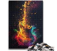 Puzzles for Adults And Teenagers Colourful Guitar Adult Jigsaw,Brain Intelligence Challenge Addictive Toys for Home Decoration (38x26cm)