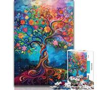 Puzzles for Adults And Teenagers Colourful Tree of Life Teenager Jigsaw,Challenging Game for The Whole for Women, Gifts for Men 50x75cm
