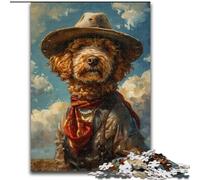 Puzzles for Adults And Teenagers Cowboy Poodle, Family Game Stress Reliever Difficult Challenge Enhance Love between Couples (Size 26x38cm)