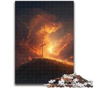 Puzzles for Adults And Teenagers Cross at Sunset Jigsaw,Educational Games Home Decoration Suitable for Desktop Decoration (50x75cm)