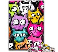 Puzzles for Adults And Teenagers Cute Abstract Cat Puzzles for Adults,with Matching Poster And Trivia Sheet for And Age 14 Years Up (75x50cm)