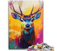 Puzzles for Adults And Teenagers Deer Oil Painting Teenager Jigsaw,Challenging Game for The Whole for Women, Gifts for Men (38x26cm)