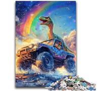 Puzzles for Adults And Teenagers Dinosaur Driving A Car 1000 Pieces for Adults,Fun Games Every Piece Is Unique - Challenging Family Fun Game (38x26cm)