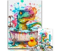 Puzzles for Adults And Teenagers Dinosaur Taking A Bath Puzzles for Teenagers,Stress Reliever Difficult Challenge Secret Santa Gifts (size 38x26cm)